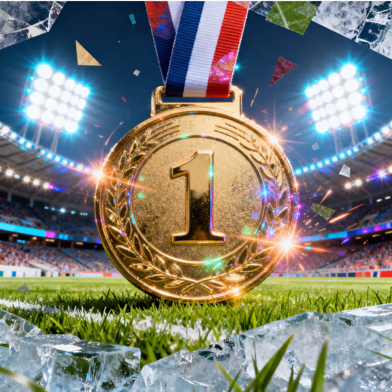 CountSlots Casino gold medal on a stadium field symbolizing victory and exclusive rewards