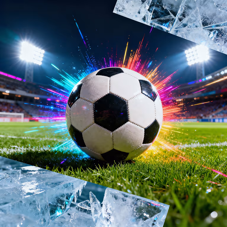 Football on a vibrant stadium field with light effects symbolizing CountSlots secure payments and exciting gameplay