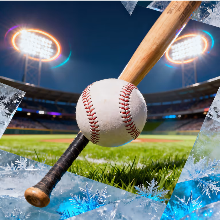 Baseball bat and ball under stadium lights representing CountSlots sports-themed casino energy