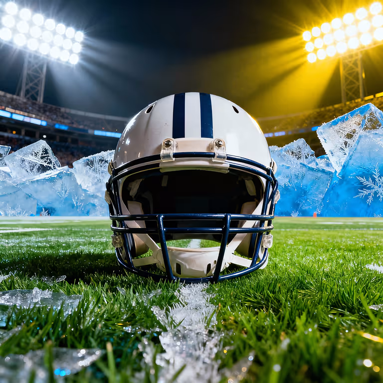 American football helmet on green field under bright lights promoting CountSlots sportsbook and sports betting experience
